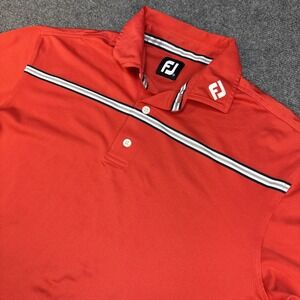 2/$30 FootJoy FJ Golf Polo Shirt Men M Tour Collar‎ Red Stripe Performance